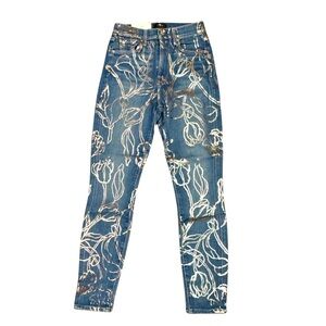 7 For All Mankind High Waist Ankle Skinny Silver Graffiti Jeans